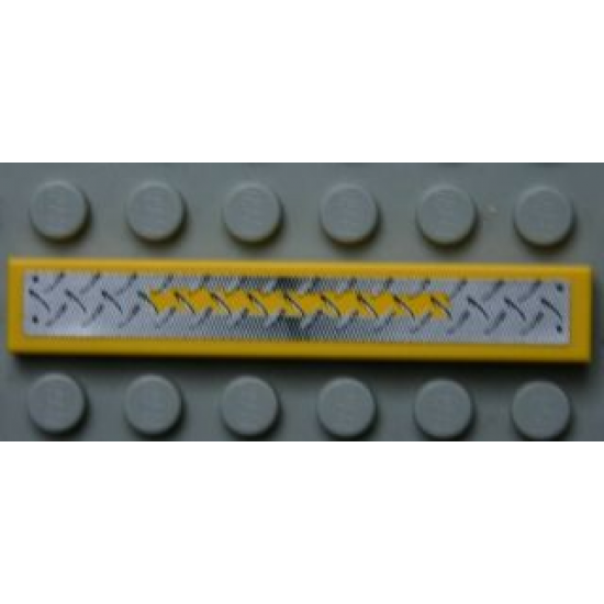 Tile 1 x 6 with Silver Tread Plate and Yellow Stripe Pattern (Sticker)- Set 8364