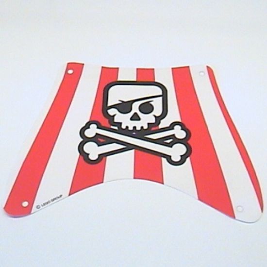 Cloth Sail 27 x 22 Top with Red Stripes, Skull with Eyepatch and Crossbones Pattern