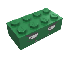 Brick 2 x 4 with Smiling Face with Fangs Pattern