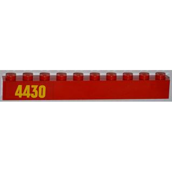 Brick 1 x 10 with Yellow '4430' Pattern Left (Sticker) - Set 4430