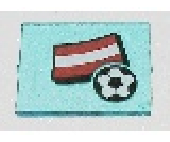Glass for Window 1 x 4 x 3 with Flag of Austria and Soccer Ball Pattern (Sticker) - Set 3404