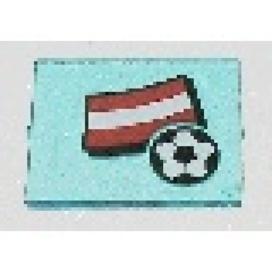 Glass for Window 1 x 4 x 3 with Flag of Austria and Soccer Ball Pattern (Sticker) - Set 3404