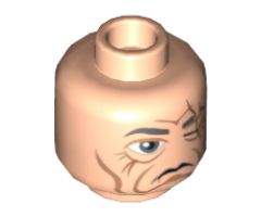 Minifigure, Head Male Scar over Left Eye, Wrinkles Pattern (SW Even Piell) - Hollow Stud
