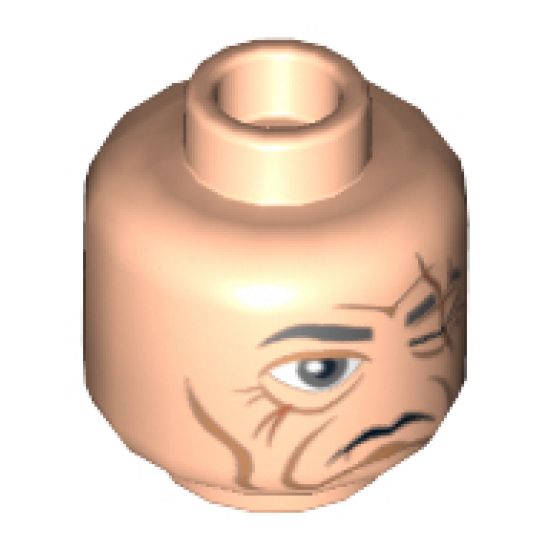 Minifigure, Head Male Scar over Left Eye, Wrinkles Pattern (SW Even Piell) - Hollow Stud