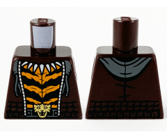 Torso Hoodie, Dark Bluish Gray Hood, Silver Zipper, Fang Necklace, Orange and Black Stripes and Gold Tiger Buckle Pattern