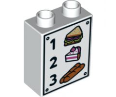 Duplo, Brick 1 x 2 x 2 with 1 Sandwich 2 Cake 3 Bread Pattern