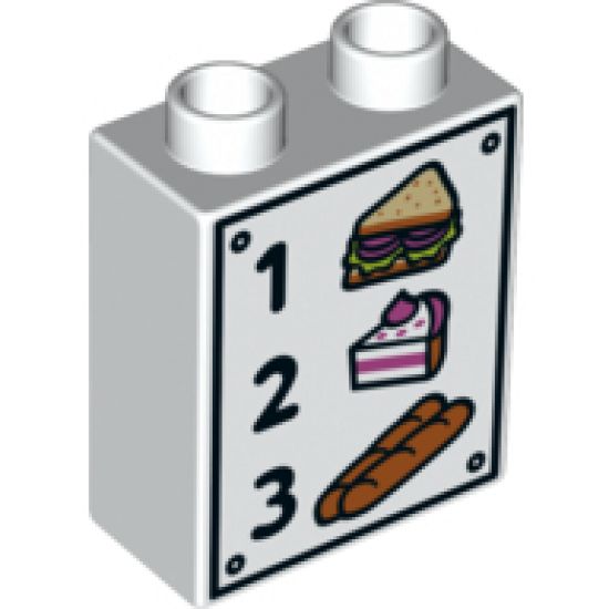 Duplo, Brick 1 x 2 x 2 with 1 Sandwich 2 Cake 3 Bread Pattern