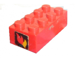 Brick 2 x 4 with Classic Fire Logo Pattern on Both Ends (Stickers) - Set 590