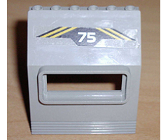 Panel 3 x 6 x 6 Sloped with Window with '75' and Yellow Stripes Pattern (Sticker) - Set 6575