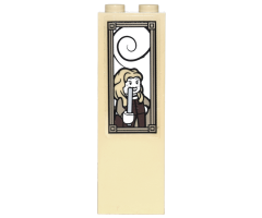 Brick 1 x 2 x 5 with Girl with Wand in Frame Pattern (Sticker) - Set 4867