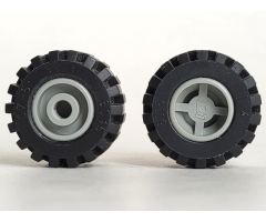 Wheel & Tire Assembly 11mm D. x 12mm, Hole Round for Wheels Holder Pin with Black Tire 21mm D. x 12mm - Offset Tread Small Wide (6014a / 6015)