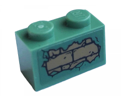 Brick 1 x 2 with Dark Tan Bricks and Fallen Plaster Pattern on Both Sides (Stickers) - Set 40410