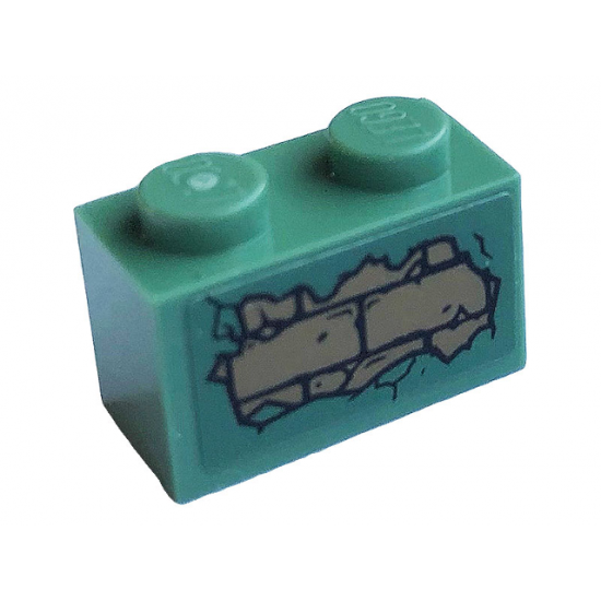 Brick 1 x 2 with Dark Tan Bricks and Fallen Plaster Pattern on Both Sides (Stickers) - Set 40410