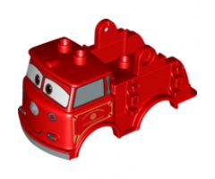 Duplo, Vehicle Car Body Truck with Cars 'Red' Fire Logo Pattern (Fits over Car Base 2 x 4)