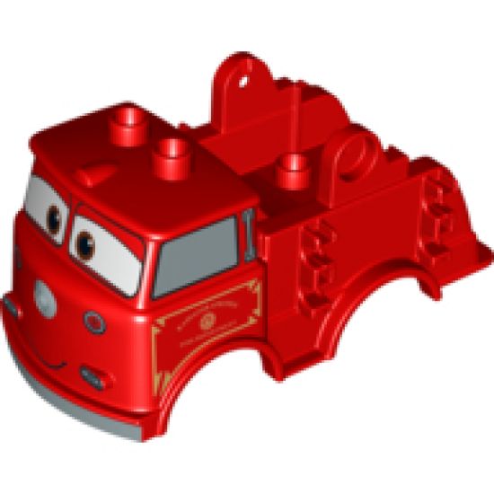 Duplo, Vehicle Car Body Truck with Cars 'Red' Fire Logo Pattern (Fits over Car Base 2 x 4)