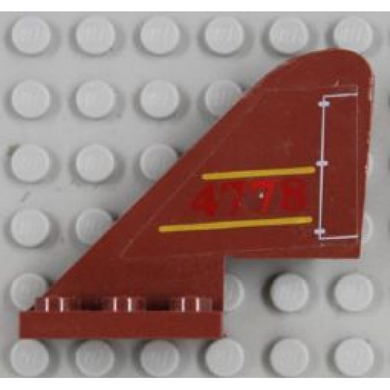 Tail with Rounded Top, Yellow Lines, Red '4778' and White Flap Pattern on Both Sides Pattern (Stickers) - Set 4778