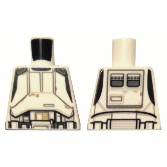 Torso SW Armor Hovertank Pilot with Black and Dark Gray Lines and Dark Tan Dirt Spots Pattern