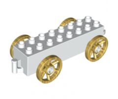Duplo, Vehicle Car Base 2 x 8 x 1 1/2 with Large Copper Spoked Wheels