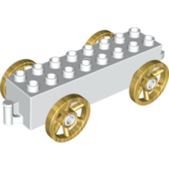 Duplo, Vehicle Car Base 2 x 8 x 1 1/2 with Large Copper Spoked Wheels