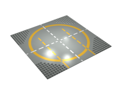Baseplate, Road 32 x 32 9-Stud Landing Pad with Yellow Circle, 1-way Lines Pattern