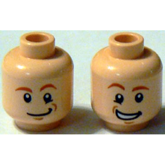Minifigure, Head Dual Sided HP Fred / George Weasley Closed Mouth / Open Mouth Smile Pattern - Blocked Open Stud