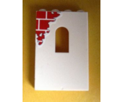Panel 1 x 4 x 5 with Window with Red Bricks Pattern Top Left (Sticker) - Set 6242