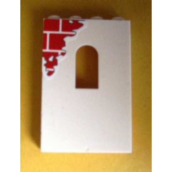 Panel 1 x 4 x 5 with Window with Red Bricks Pattern Top Left (Sticker) - Set 6242