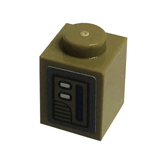 Brick 1 x 1 with Dark Tan Door Switches Pattern (Sticker) - Set 75290