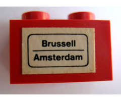 Brick 1 x 2 with 'Brussell - Amsterdam' Pattern (Sticker) - Set 164