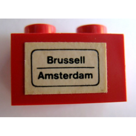 Brick 1 x 2 with 'Brussell - Amsterdam' Pattern (Sticker) - Set 164
