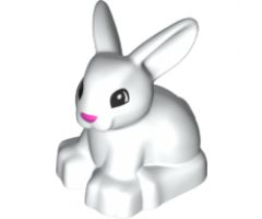 Duplo, Animal Bunny / Rabbit Head Turned Left with Eyes Top Semicircular and Dark Pink Nose Pattern