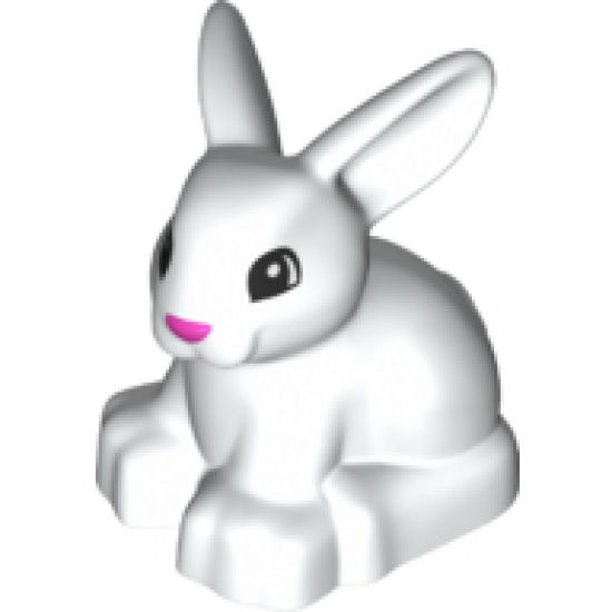 Duplo, Animal Bunny / Rabbit Head Turned Left with Eyes Top Semicircular and Dark Pink Nose Pattern