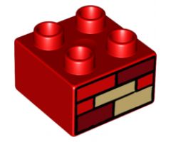 Duplo, Brick 2 x 2 with Red, Dark Red, and Tan Bricks Pattern