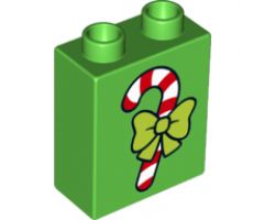 Duplo, Brick 1 x 2 x 2 with Candy Cane Pattern
