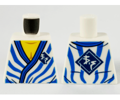 Torso Tunic, Yellow Chest, Blue Hem, Stripes and Ninjago Logogram 'VS' in Dark Blue Diamond Pattern