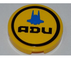 Tile, Round 2 x 2 with Interceptor Shuttle Outline and 'ADU' Pattern (Sticker) - Set 7066