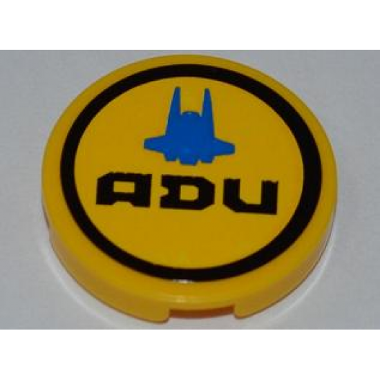 Tile, Round 2 x 2 with Interceptor Shuttle Outline and 'ADU' Pattern (Sticker) - Set 7066