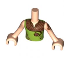 Mini Doll, Torso Friends Boy Lime Shirt with Copper Shoulders and Leaf Pattern, Light Nougat Arms with Hands with Dark Orange Elves Tattoo Left Pattern
