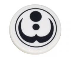 Road Sign 2 x 2 Round with Clip with Black Circle Outline, 2 Black Circles and Curved Symbol Pattern (Sticker) - Set 70620