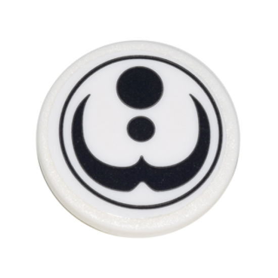 Road Sign 2 x 2 Round with Clip with Black Circle Outline, 2 Black Circles and Curved Symbol Pattern (Sticker) - Set 70620