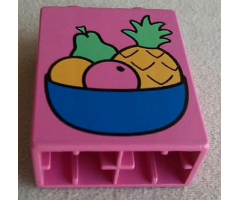 Duplo, Brick 1 x 2 x 2 with Fruit Bowl Pattern