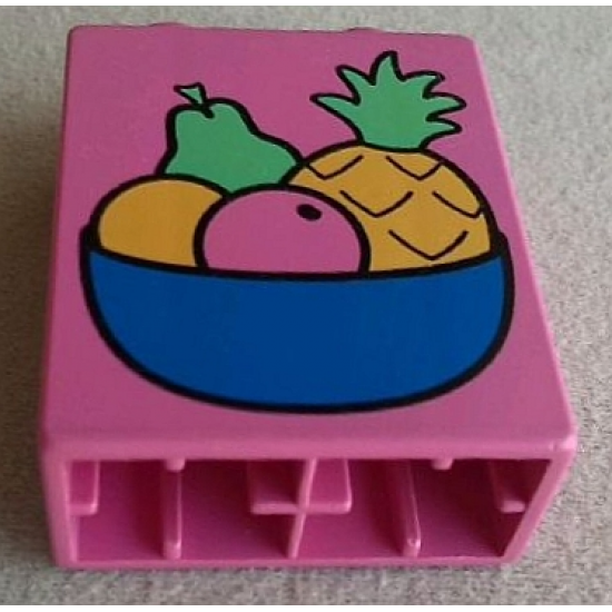 Duplo, Brick 1 x 2 x 2 with Fruit Bowl Pattern