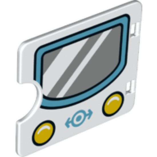 Duplo, Building Door / Window Pane 1 x 4 x 3 with Semi Oval Cutout and Window, Headlights and Train Logo Pattern