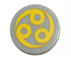 Tile, Round 2 x 2 with Yellow Circles Pattern (Sticker) - Set 7678