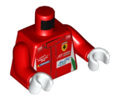 Torso Speed Champions with OMP, Ferrari, AFcorse, WEC Logo on Front, OMP, Ferrari, AFcorse, and Shell Logo on Back Pattern / Red Arms / White Hands