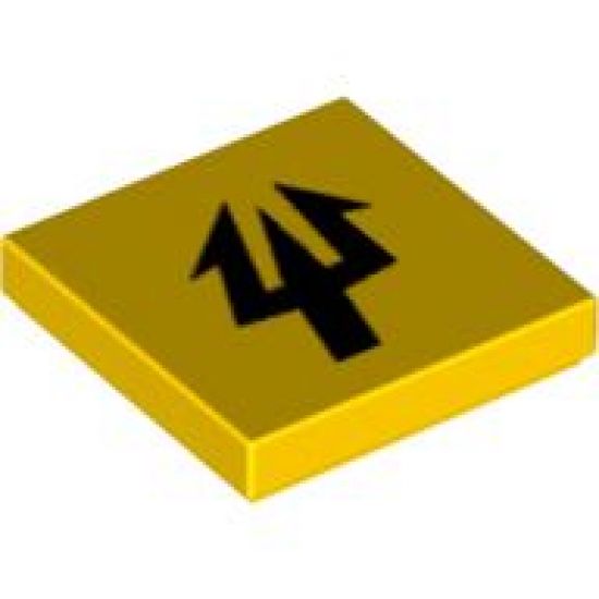 Tile 2 x 2 with Black Trident Pattern (Aquaraiders II Logo)