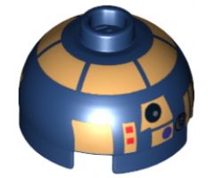 Brick, Round 2 x 2 Dome Top with Metallic Gold Pattern (R8-B7)