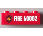 Brick 1 x 4 with Fire Logo and 'FIRE 60002' Pattern (Sticker) - Set 60002