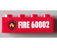 Brick 1 x 4 with Fire Logo and 'FIRE 60002' Pattern (Sticker) - Set 60002