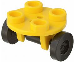 Plate, Round 2 x 2 Thin with Wheel Holder with Black Wheel Skateboard / Trolley (2655 / 2496)